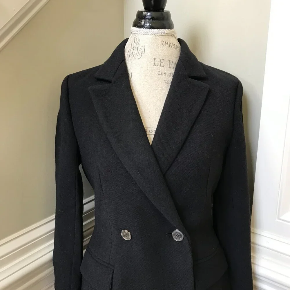 NWT JCrew Evening Blazer Jacket Womens 4 Black Italian Double Cloth Wool BM426